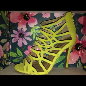 Lime green sandal heels